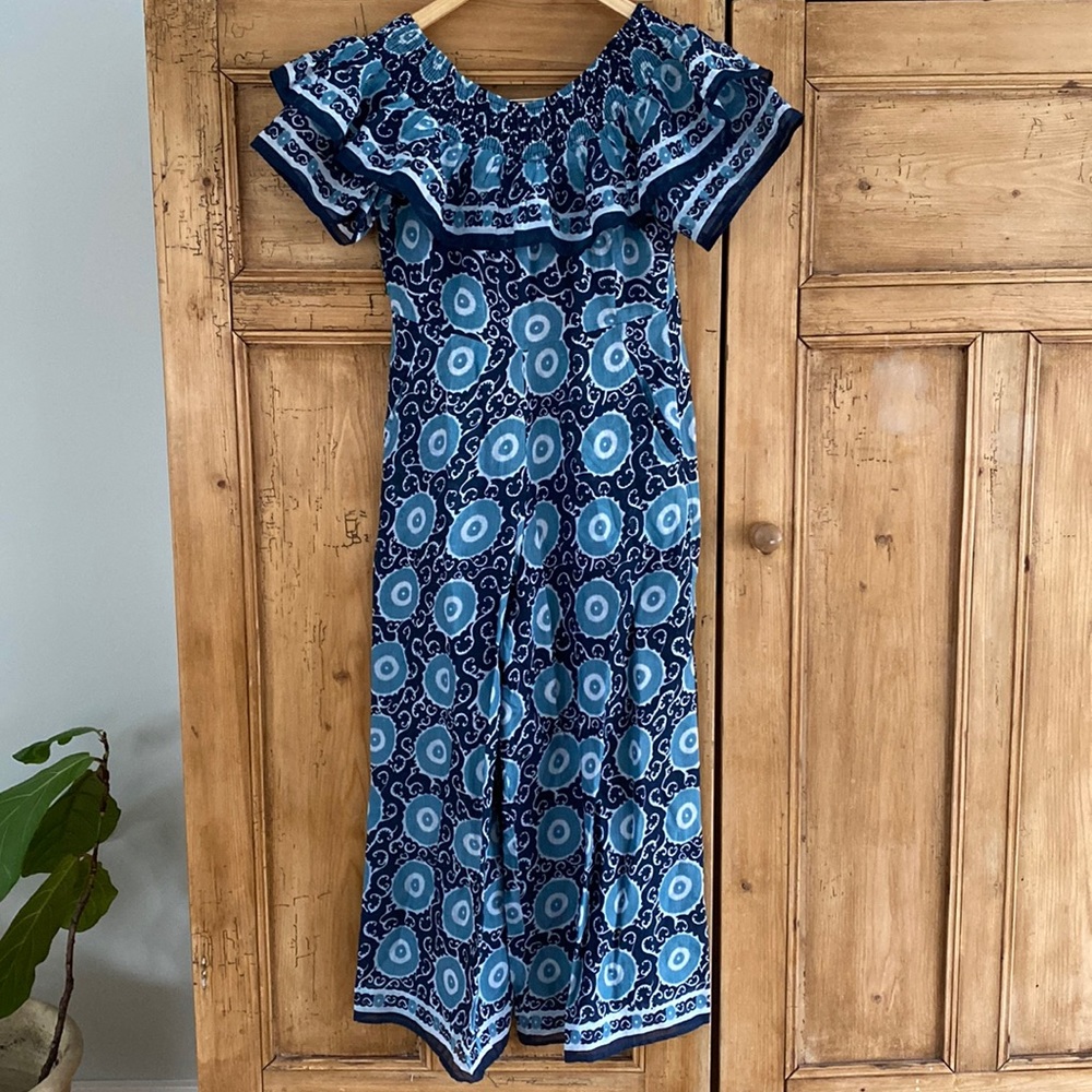 Anthropologie off the shoulder jumpsuit- so adorable and comfy!